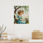 Droomsterige fee- en egelmuurschildering voor de t poster (Keuken)