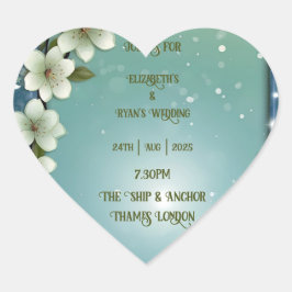 Droomsterige kersenbloesem met glitters hart sticker