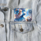 Droomsterige Stargazende Meisje Waterverf Button (Insitu)