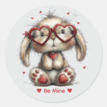 Droomsterige Waterverf Konijn Liefde Sticker
