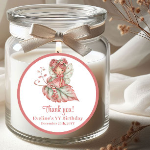 Droomsticker met fee en bloemen voor meisjes verja ronde sticker