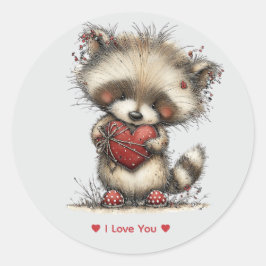 Droomsticker met Wasbeerliefde in Waterverf Ronde Sticker