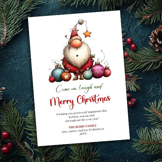 Droomstige Eigenaardige Kerstman Minimalistische K Feestdagenkaart