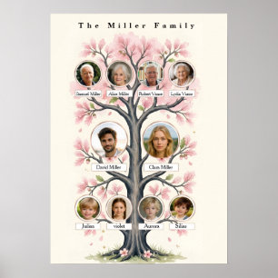 Droomstige Kersenbloesem Persoonlijke Familiestamb Poster