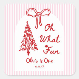 Droomstige Oh Wat Een Feest Meisje 1e Verjaardagsf Vierkante Sticker