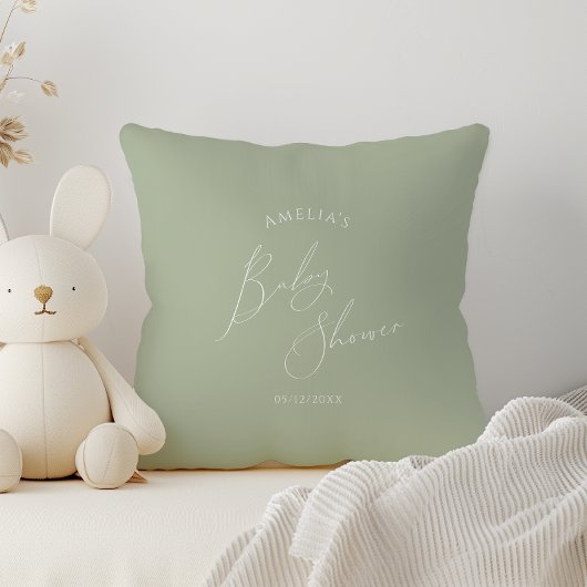 Droomstige saliegroene babyshower kussen