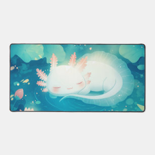 Droomstige Slaande Axolotl Glowende Lotusvijver Ku Bureaumat