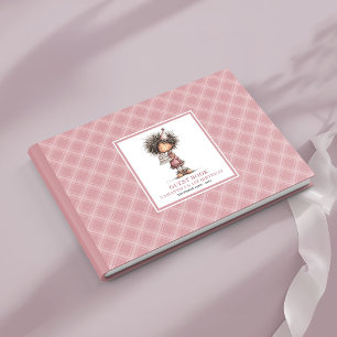 Droomstige stoffige roze grappige meisjes verjaard gastenboek