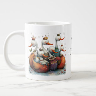 Droomstige Zeven Zwanen Zwemmend 12 Dagen Kerstmis Grote Koffiekop
