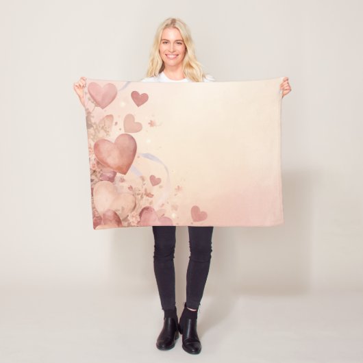 Droomstof Roze Hart Cascade Abstract Fleece Deken (In situ)
