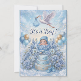Droomstout Het is een Jongen Ooievaar Baby Shower Kaart