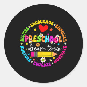 Droomteam van de kleuterschool gaat weer naar scho ronde sticker