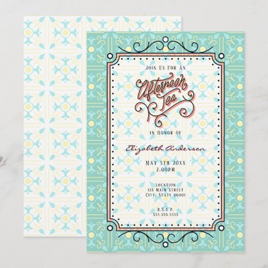 Droomthee Midden op de Middag Thee Uitnodiging (Voorkant / Achterkant)