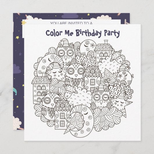 ** Droomtijd  KLEUR ME Verjaardag Kaart (Voorkant / Achterkant)