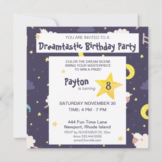 ** Droomtijd  KLEUR ME Verjaardag Kaart (Achterkant)