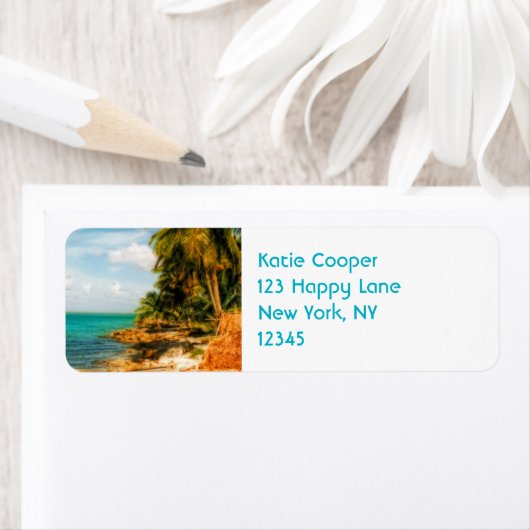 Droomtropisch strand etiket (Insitu)