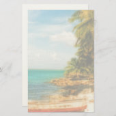 Droomtropisch strand met roeiboot briefpapier (Voorkant / Achterkant)