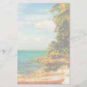 Droomtropisch strand met roeiboot briefpapier (Voorkant)