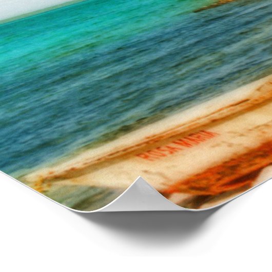 Droomtropisch strand met roeiboot poster (Hoek)