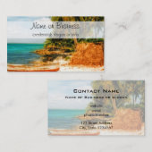 Droomtropisch strand met roeiboot visitekaartje (Voorkant / Achterkant)
