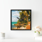 Droomtropisch strand vierkante klok (Huis)