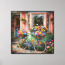 Droomtuin met bloemrijke fiets