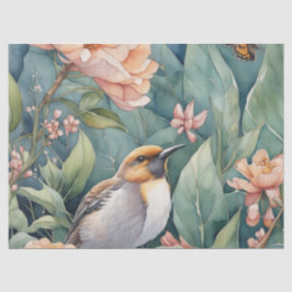 Droomtuin met enkele vogel in waterverf Deco Tissuepapier