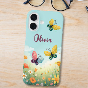 Droomtuin met vlinders in zachte pastelkleuren iPhone 16 hoesje