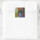 Droomvaas van bloemen vierkante sticker (Tas)
