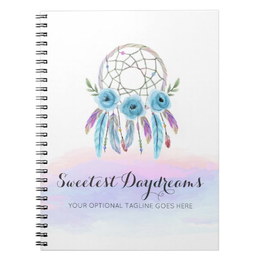 Droomvanger Aquarel Veren Rustieke Boho Chic Notitieboek (Voorkant)