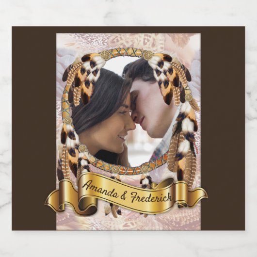 Droomvanger bruiloft sparkling wijnetiket (Enkel label)