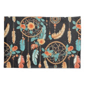 Droomvanger donkere bloem veer oranje turquoise kussensloop (Achterkant)