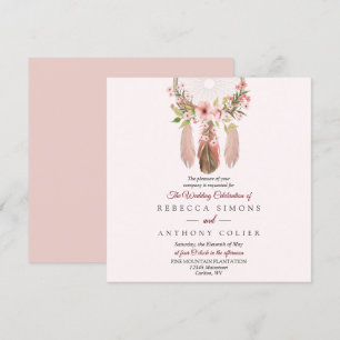 droomvanger   Eenvoudige vierkante bruiloft uitnod Kaart