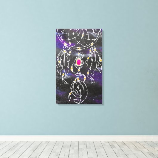 Droomvanger en veren Galaxy Canvas Afdruk (Insitu (Houten vloer))