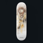*~* Droomvanger Heilige Boho Tribal Shamanic Persoonlijk Skateboard<br><div class="desc">* Westerne BOHO Amerikaanse Waterverf Abstracte Dream Catcher Journey met mooie veren als een sjamanistische symbool voor een Native American Spiritueel Healer of BOHEMIAM ontwerp. * . *** De kleuren zijn meestal ZACHTE AUBERGINE EN PERZIK op WIT. Deze op spirit gebaseerde esoterische populaire boho creative abstracte moderne dromenvanger en veren...</div>