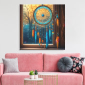 Droomvanger in een raam Herfstbladeren Canvas Afdruk (Insitu (Woonkamer))