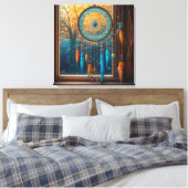 Droomvanger in een raam Herfstbladeren Canvas Afdruk (Insitu (Slaapkamer))