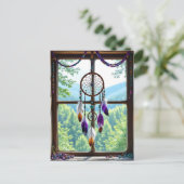 Droomvanger in raam | Boho-kunst Briefkaart (Staand voorkant)