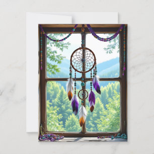 Droomvanger in raam   Boho-kunst Briefkaart