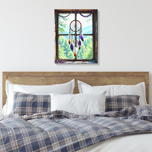 Droomvanger in Raam | Boho Kunst Canvas Afdruk (Insitu (Slaapkamer))