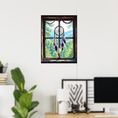 Droomvanger in raam | Boho-kunst Poster (Thuiskantoor)