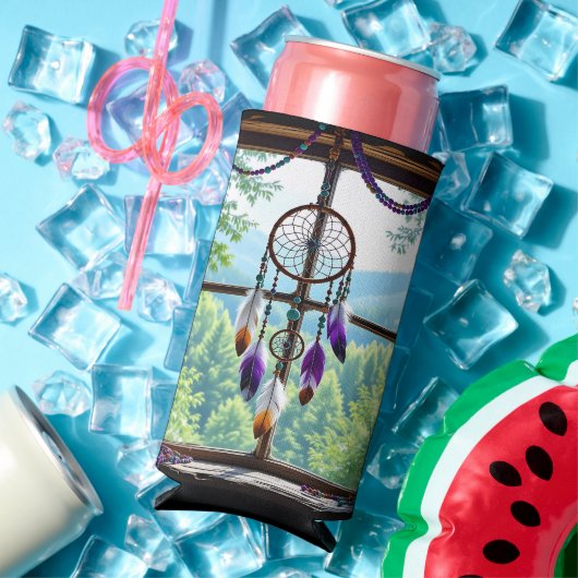 Droomvanger in raam | Boho-kunst Seltzer Blikjeskoeler (Insitu Zomer)