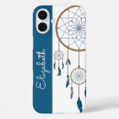 Droomvanger met blauwe veren Boho aangepaste naam Case-Mate iPhone Case (Achterkant)