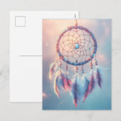 Droomvanger met zachte veren en kralen feestdagenkaart (Voorkant / Achterkant)