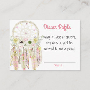 Droomvanger Roze Baby Shower Luier Raffle Informatiekaartje