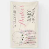Droomvanger Roze Grijs Ivoren Veren Spandoek (Verticaal)