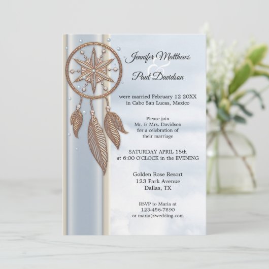 Droomvanger Trouwreceptie Alleen Stofblauw Kaart (Staand voorkant)