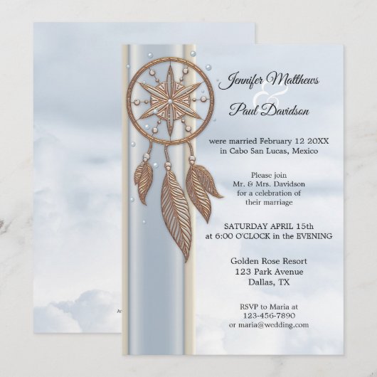 Droomvanger Trouwreceptie Alleen Stofblauw Kaart (Voorkant / Achterkant)