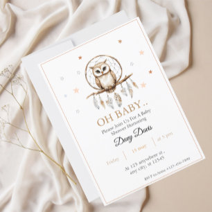 Droomvanger Uil Baby Shower Uitnodiging