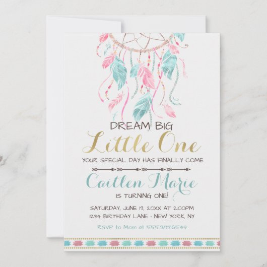 Droomvanger Verjaardagsuitnodiging Boho Stam Kaart (Voorkant)